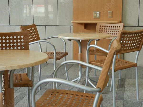 Fototapeta カフェレストランのテーブルと椅子の様子