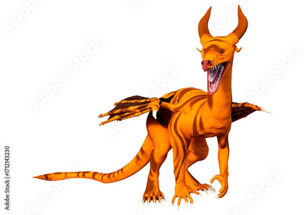 Fototapeta 3D Rendering Fairy Tale Dragon on White