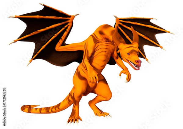 Fototapeta 3D Rendering Fairy Tale Dragon on White