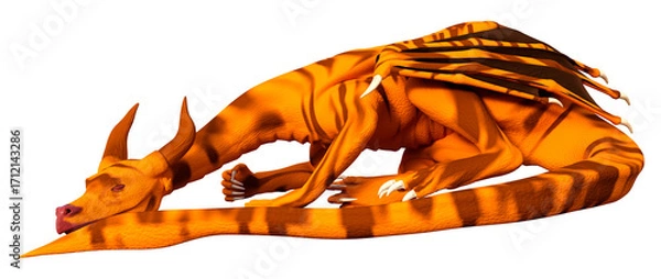 Fototapeta 3D Rendering Fairy Tale Dragon on White