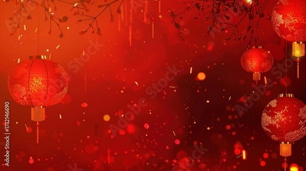 Fototapeta National Day background pictures capture the essence of patriotism and celebration, showcasing vivid red flags waving proudly against clear blue skies, intricate flower arrangements lining city street