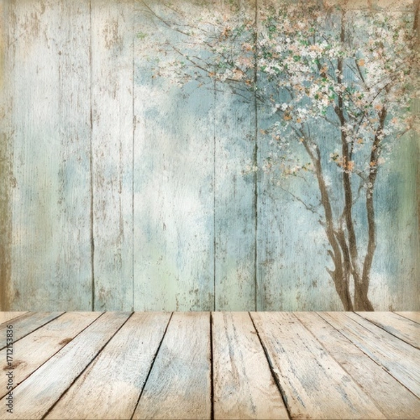 Obraz light and airy springtime background in wood texture