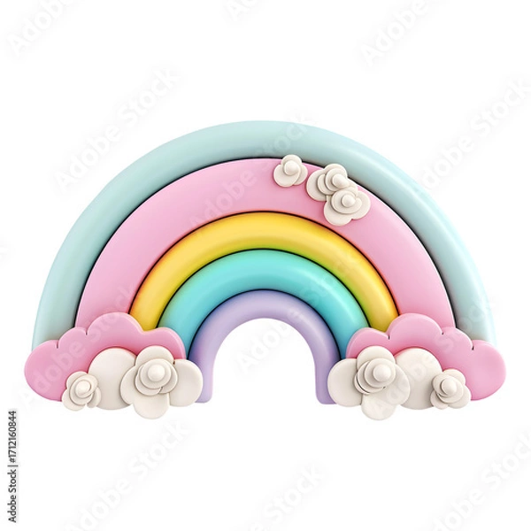 Fototapeta colorful rainbow and clouds decoration