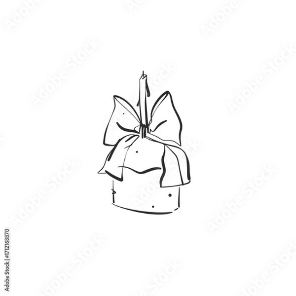 Fototapeta Hand drawn abstract vector graphic illustration collection with cute, stylized Happy Easter cake line design.Trendy modern Easter design concept.Vector line sketch traditional symbol. Easter icons .