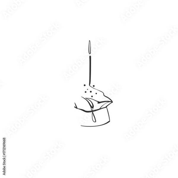 Fototapeta Hand drawn abstract vector graphic illustration collection with cute, stylized Happy Easter cake line design.Trendy modern Easter design concept.Vector line sketch traditional symbol. Easter icons .