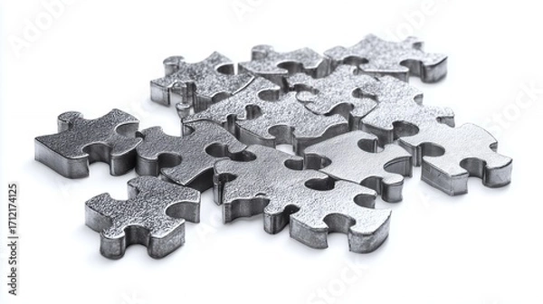 Obraz Missing pieces of a jigsaw puzzle symbolize a challenging business problem that requires teamwork and a collaborative solution
