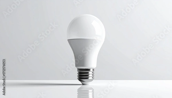 Fototapeta LED light bulb mockup with blank label on a clean surface against neutral background