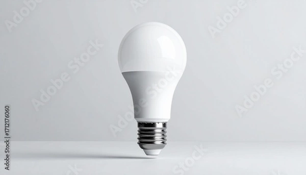 Fototapeta LED light bulb mockup with blank label on a clean surface against neutral background