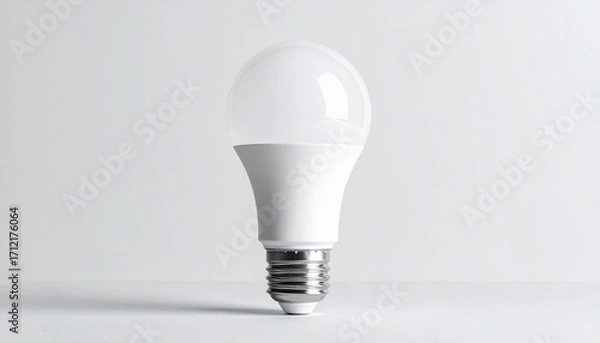Fototapeta LED light bulb mockup with blank label on a clean surface against neutral background