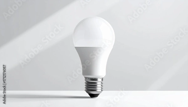 Fototapeta LED light bulb mockup with blank label on a clean surface against neutral background