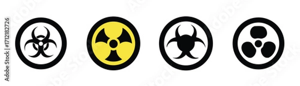 Obraz Radiation sign, biohazard sign and toxic sign set vector . 