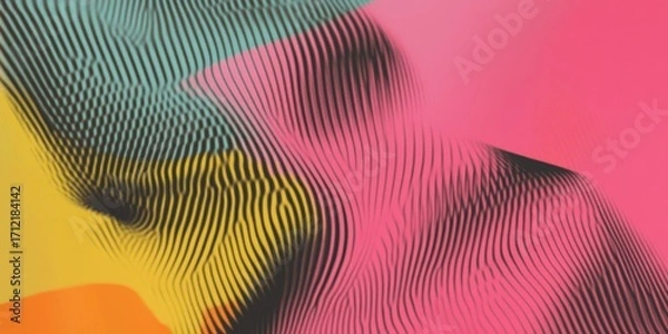 Fototapeta Abstract colorful gradient pattern with vibrant modern curves and textured lines. Dynamic art suitable for creative design backgrounds.