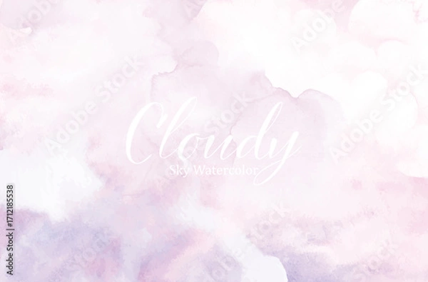 Fototapeta Cloudy Sky Watercolor Background with Hand-Painted Texture for Design and Decoration