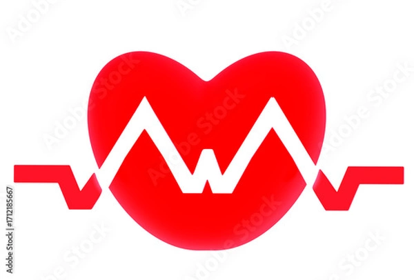 Fototapeta Heart and heartbeat icon on png transparent background.