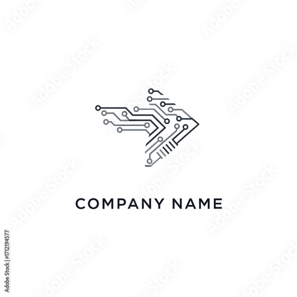 Obraz Arrow Circuit Board Design for Technology Company Logo with Modern Style.