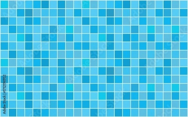 Fototapeta Blue Mosaic Tile Pattern Background. Gradient pixel mosaic with blue squares forming a modern abstract background. Ideal for digital art, technology themes, and creative design.