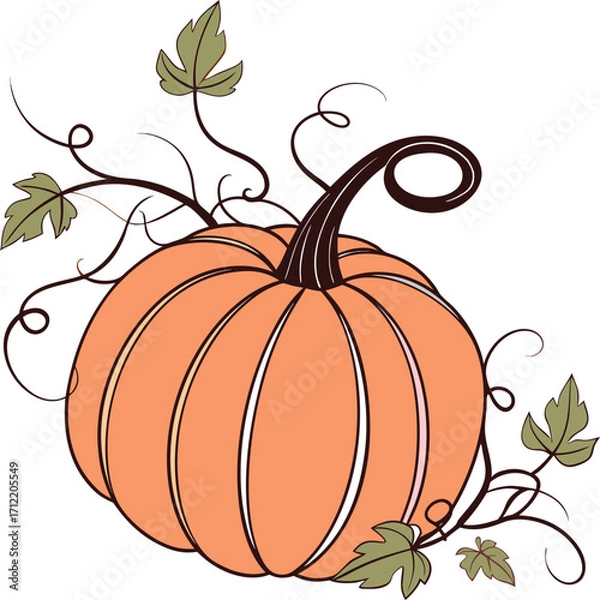 Fototapeta Autumn pumpkin Vector File,  Fall harvest Design File, Flat pumpkin design