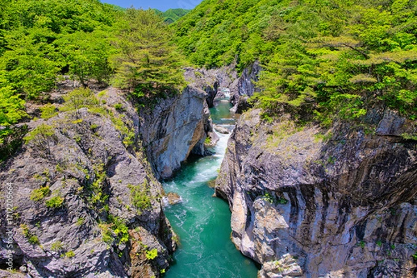 Fototapeta 栃木県日光市　龍王峡を流れる鬼怒川