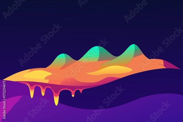 Obraz Glowing Fractal Dunes Melting in Neon Light