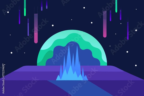 Obraz Holographic Aurora Waterfalls Raining into Stars