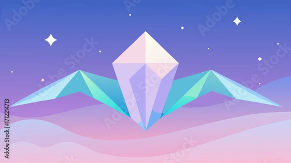 Obraz Holographic Crystal Waves Folding in Dream Skies
