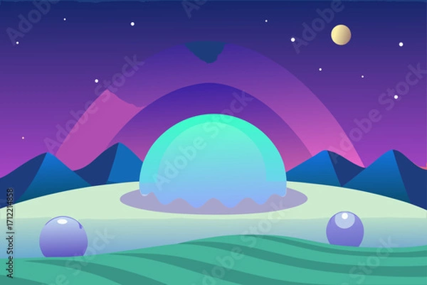 Obraz Holographic Pearl Dunes with Aurora Streams