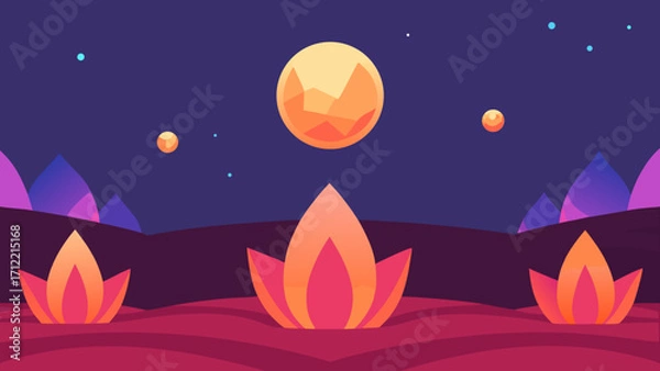 Obraz Luminous Lotus Dunes Orbiting Crystal Suns