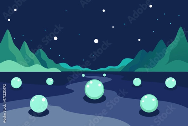 Obraz Luminous Pearl Rivers Glowing With Aurora Sparks