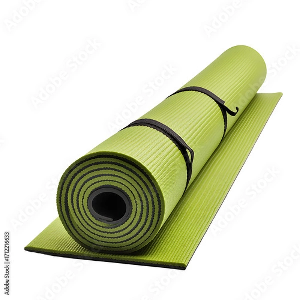 Obraz Professional Yoga Mat Rolled on White Background for Fitness Equipment Product Display