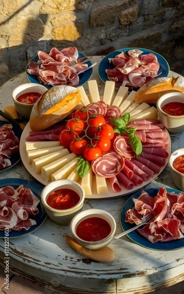 Obraz Table with Mediterranean appetizers