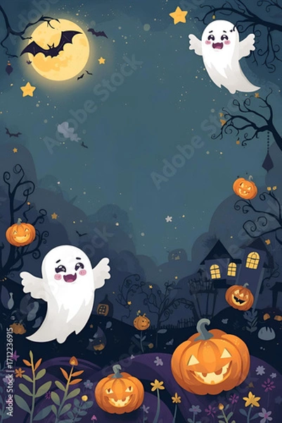 Fototapeta halloween background with pumpkin and bats