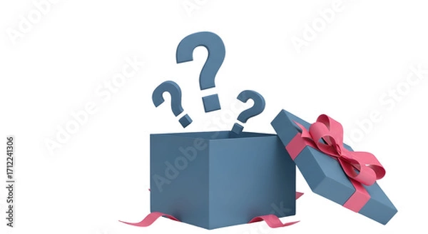 Obraz Gift Box with Question Marks Mystery Concept