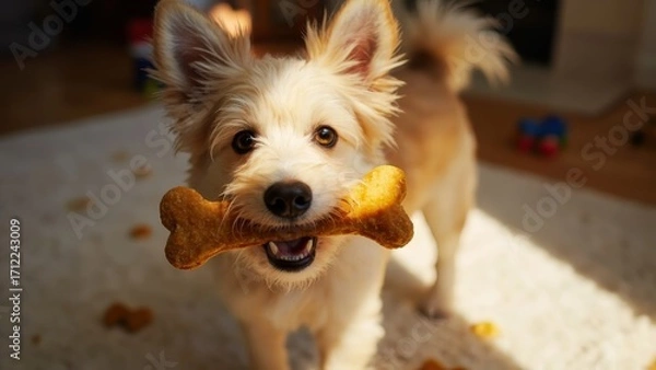 Obraz A dog with a bone in its mouth