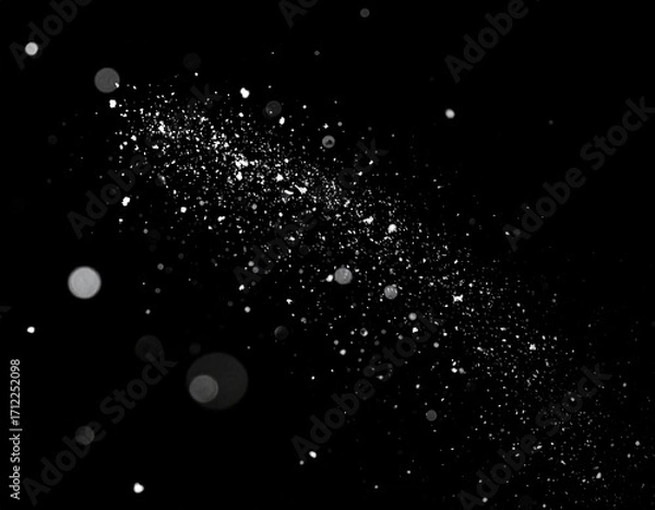 Fototapeta Floating Snow Particles on Black Background