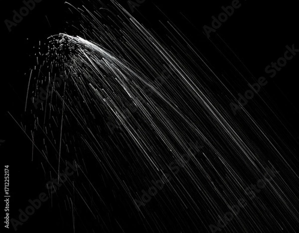 Fototapeta Heavy Rain Streaks with Motion Blur, Photorealistic on Black