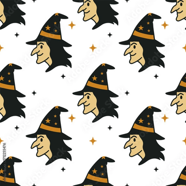 Fototapeta Halloween seamless pattern. Vector hand drawn background for spooky season.