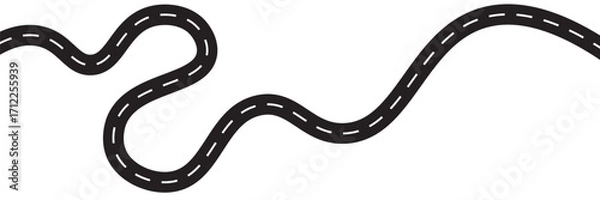 Fototapeta Road infographic timeline template, Horizontal road vector illustration, Seamless highway marking Isolated on white background