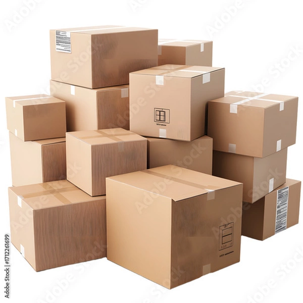 Fototapeta Professional Shipping Boxes Ready for Delivery in Warehouse
