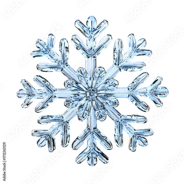 Fototapeta Real Winter Snowflake Macro Crystal Close-Up Photo