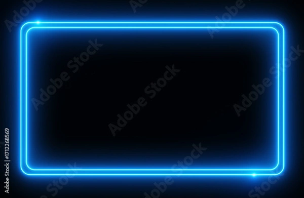 Obraz 青色のネオンの枠の背景
