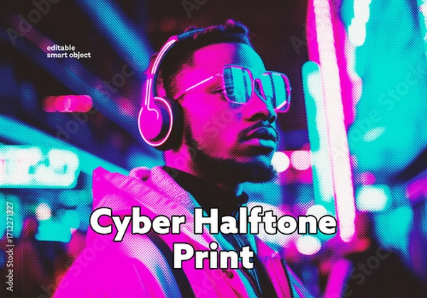 Fototapeta Cyber Halftone Print Effect