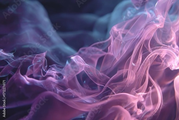 Fototapeta Colorful swirls of smoke create a mesmerizing pattern in a dark background