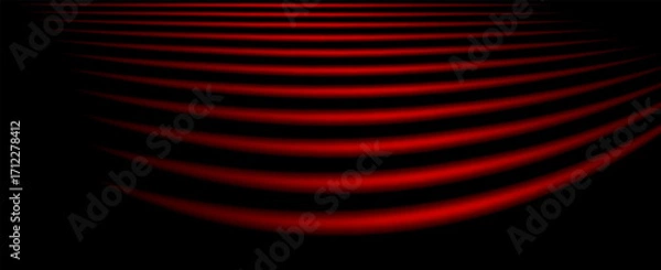 Fototapeta Red Wave Lines on Black Background. glowing wave lines on a black background, vector illustration