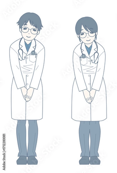 Fototapeta 軽くお辞儀をしながら微笑む医師