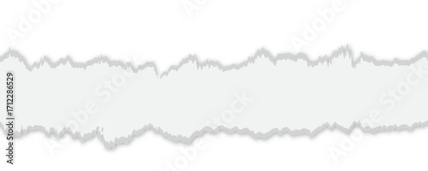 Fototapeta Gray torn paper edge grunge texture isolated ripped background. Torn texture vector design.