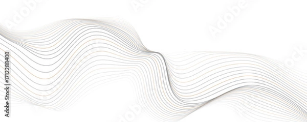 Fototapeta Abstract brown and gray wave line background. Abstract linear flowing particles future technology concept abstract wave curve lines banner.  
