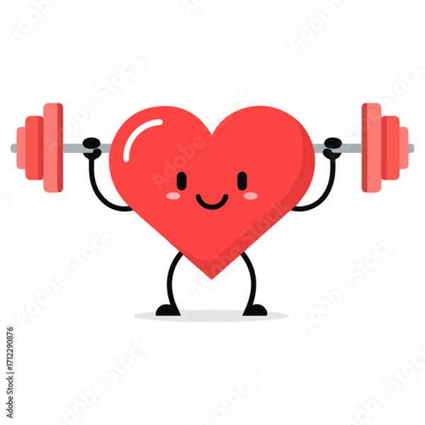 Fototapeta Healthy Heart Lifting Weights - A Symbol of Fitness and Wellness.