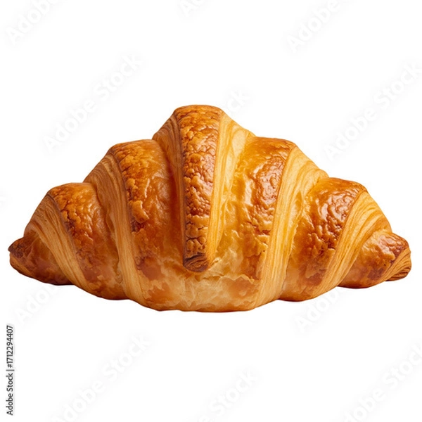 Fototapeta Golden Croissant, isolated on transparent background
