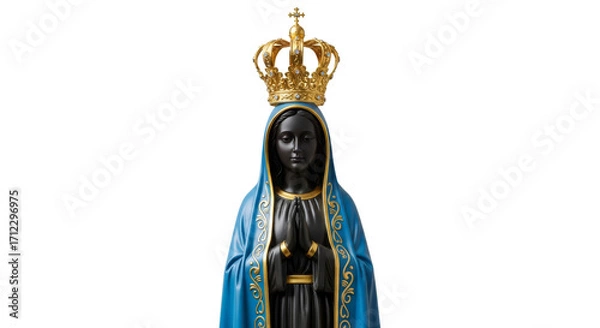 Obraz Full statue of Nossa Senhora Aparecida adorned with a golden crown in a serene setting