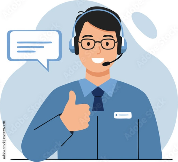 Obraz Customer support worker gives thumbs up